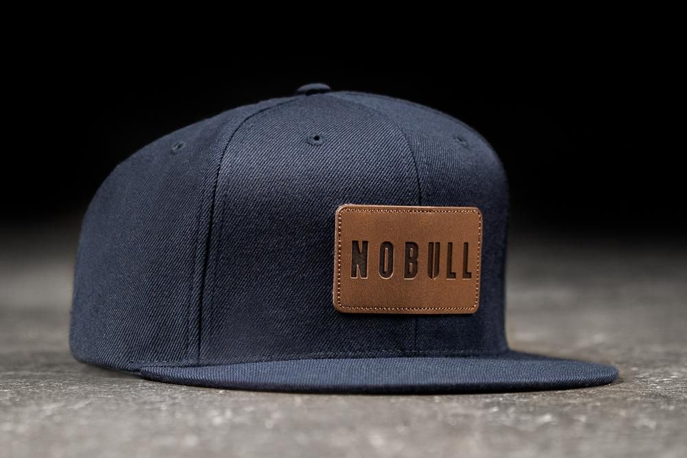 NOBULL Flat-Brim Snapback Hats - Navy - Ireland (0768DRMPF)